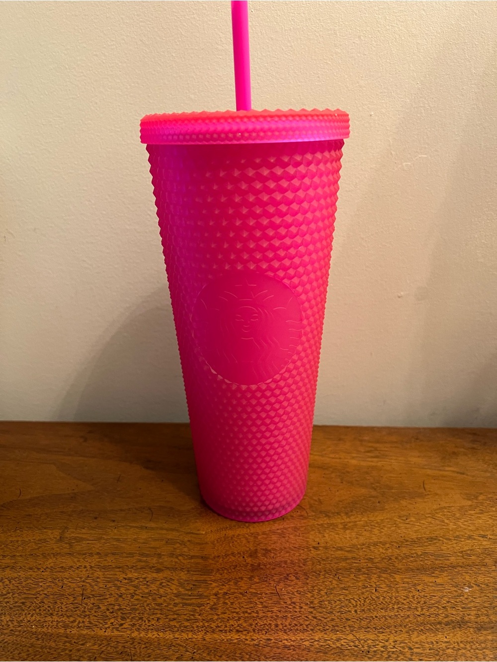 Starbucks Hot Pink Studded Cold Cup with Straw NWOT